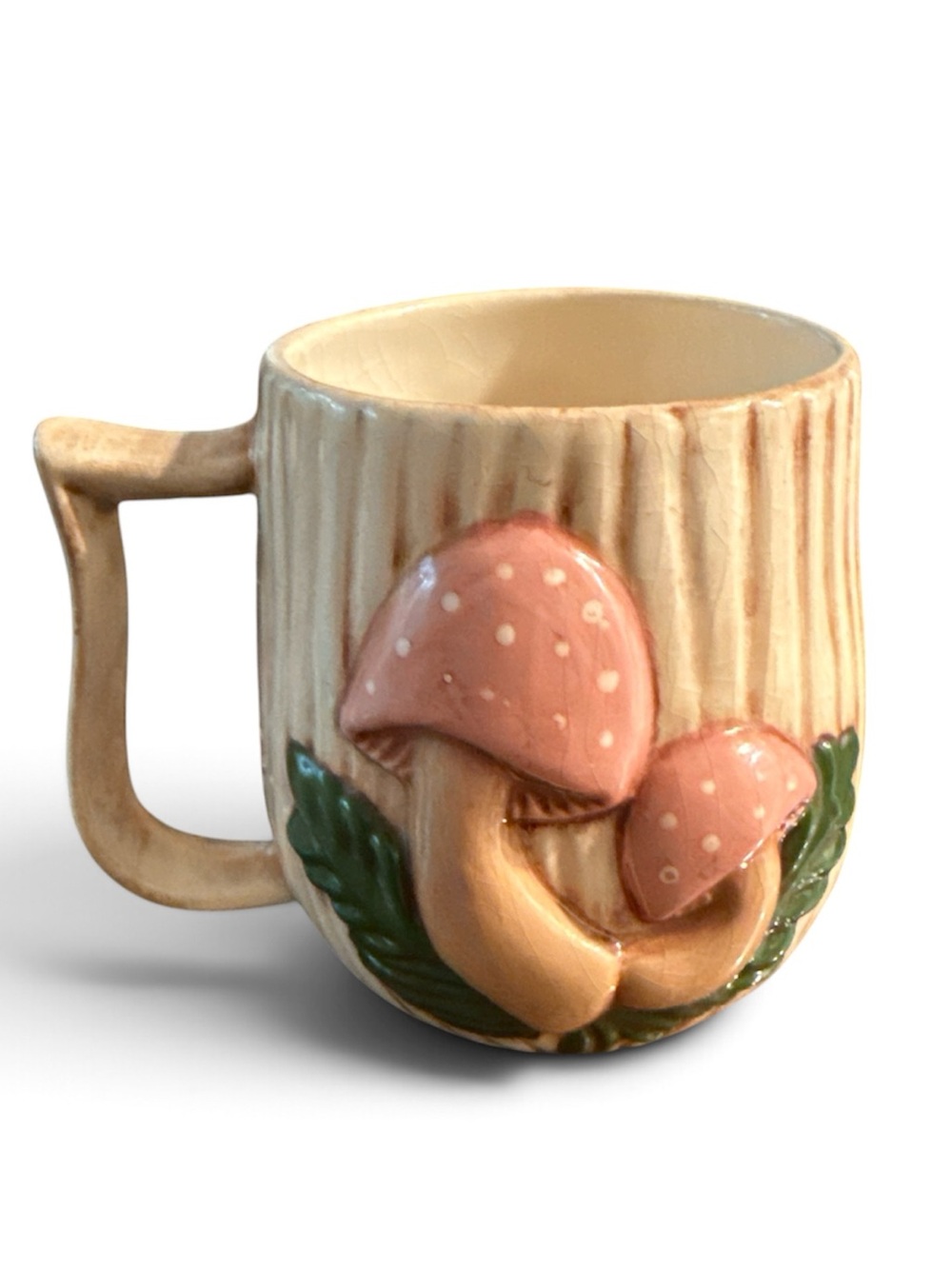Vintage Pink Mushroom Ceramic Mug